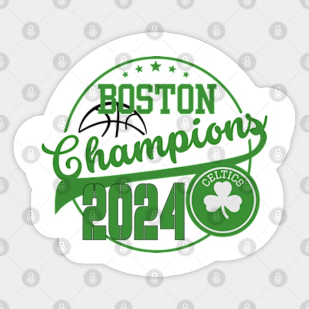 celtics 2024 champions Sticker by soft and timeless